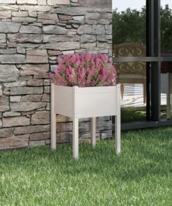 vidaXL Jardinieră de grădină, alb, 50x50x70 cm, lemn masiv de pin