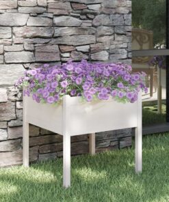 vidaXL Jardinieră de grădină, alb, 70x70x70 cm, lemn masiv de pin
