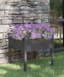 vidaXL Jardinieră de grădină, gri, 70x70x70 cm, lemn masiv de pin