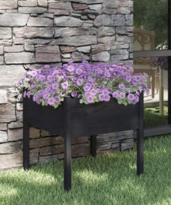 vidaXL Jardinieră de grădină, negru, 70x70x70 cm, lemn masiv de pin