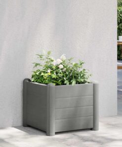 vidaXL Strat înălțat de grădină, gri piatră, 43x43x35 cm, PP