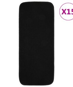 vidaXL Covorașe de scări, 15 buc., negru, 60x25 cm, dreptunghiular