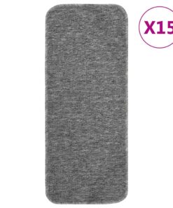 vidaXL Covorașe de scări, 15 buc., gri, 60x25 cm, dreptunghiular