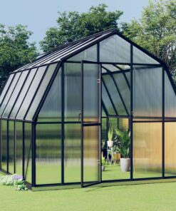 vidaXL Seră cu cadru de bază, antracit, 9,53 m², aluminiu