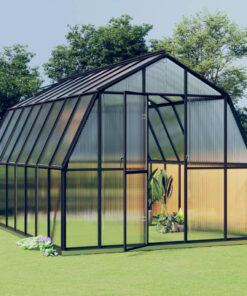 vidaXL Seră cu cadru de bază, antracit, 12,63 m², aluminiu