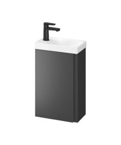 Set dulap baie suspendat o usa cu lavoar Cersanit Moduo inclus, 40 cm, antracit mat, B812