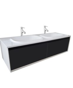 Set dulap baie cu lavoar inclus Kolpasan Pandora, 150 cm, alb negru