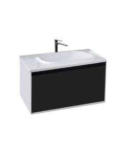 Set dulap baie cu lavoar inclus Kolpasan Pandora, 75 cm, alb negru