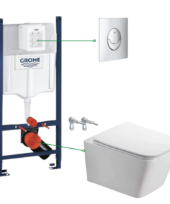 Set vas wc suspendat, clapeta crom, rezervor Grohe Rapid SL
