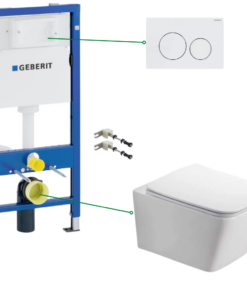 Set vas wc suspendat,clapeta alba, rezervor wc incastrat Geberit Delta