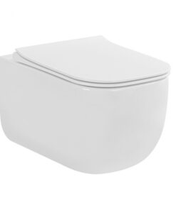 Set vas wc suspendat rimless, cu fixare ascunsa si capac soft close, quick release, alb, Fluminia, Orion