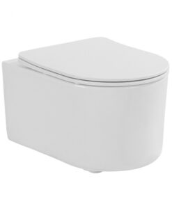 Set vas wc suspendat compact, rimless cu capac soft close si quick release, alb, Fluminia, Roco