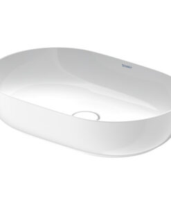 Lavoar tip bol Duravit Luv 60x40cm fara orificiu baterie fara preaplin montare pe blat include capac ceramic alb lucios interior/alb satin mat exterior