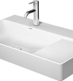 Lavoar Duravit DuraSquare 80x47 cm cuva stanga fara preaplin cu capac ceramic pentru ventil inclus si finisaj suplimentar