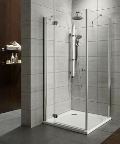 Cabina de dus patrata Radaway Torrenta KDJ 90x90cm cu usa batanta orientare stanga complet echipata cu cadita de dus si sifon