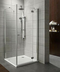 Cabina de dus patrata Radaway Torrenta KDJ 90x90cm cu usa batanta orientare dreapta complet echipata cu cadita de dus si sifon