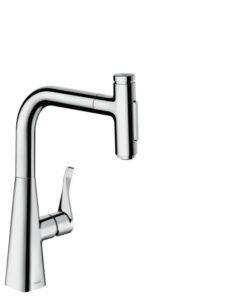 Baterie bucatarie Hansgrohe Metris Select 240 M71 dus extractibil cu doua tipuri de jet crom lucios