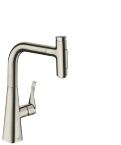 Baterie bucatarie Hansgrohe Metris Select 240 M71 dus extractibil cu doua tipuri de jet finisaj inox