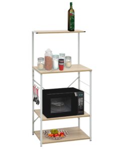 vidaXL Dulap microunde, alb/stejar, 60x39,6x123 cm, lemn prelucrat