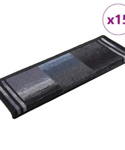 vidaXL Covorașe scări autoadezive, 15 buc., negru și gri, 65x21x4 cm