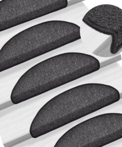 vidaXL Covorașe de scară, 10 buc., antracit, 56x17x3 cm
