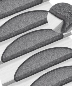 vidaXL Covorașe de scară, 10 buc., gri închis, 56x17x3 cm