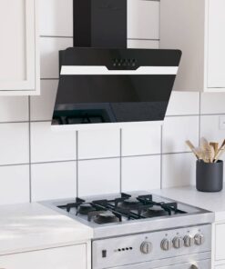 vidaXL Hotă de perete, negru, 60 cm, oțel și sticlă securizată