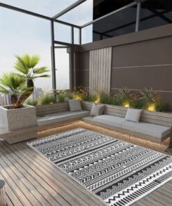 vidaXL Covor de exterior, negru, 120x180 cm, PP