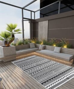 vidaXL Covor de exterior, negru, 160x230 cm, PP