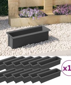 vidaXL Cutii de flori pentru europaleți 12 buc. gri 36x13,5x9,5 cm PP
