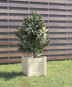 vidaXL Jardinieră de grădină, alb, 31x31x31 cm, lemn masiv de pin