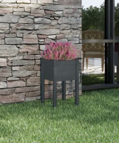 vidaXL Jardinieră de grădină, gri, 40x40x70 cm, lemn masiv de pin