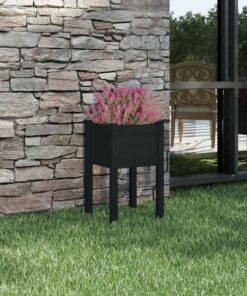 vidaXL Jardinieră de grădină, negru, 40x40x70 cm, lemn masiv de pin