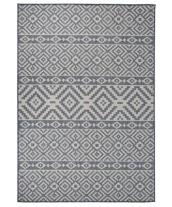 vidaXL Covor de exterior, dungi albastre, 160x230 cm, țesătură plată