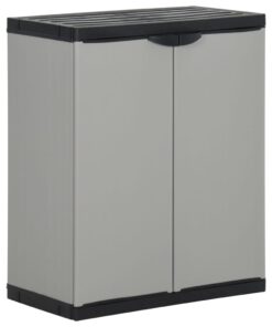 vidaXL Dulap deșeuri de grădină, gri și negru, 68x40x85 cm, PP