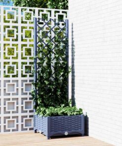 vidaXL Jardinieră de grădină cu spalier,gri închis, 40x40x121,5 cm, PP
