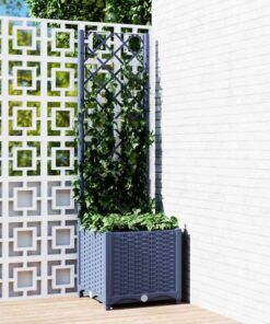 vidaXL Jardinieră de grădină cu spalier,gri închis, 40x40x136 cm, PP