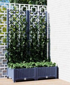 vidaXL Jardinieră de grădină cu spalier,gri închis, 80x40x121,5 cm, PP