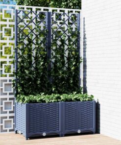 vidaXL Jardinieră de grădină cu spalier,gri închis, 80x40x136 cm, PP