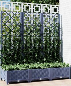 vidaXL Jardinieră de grădină cu spalier,gri închis,120x40x121,5 cm, PP