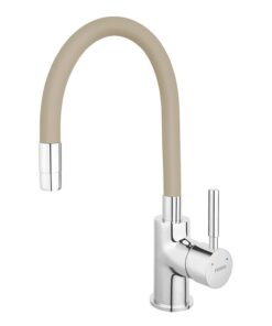 Baterie chiuveta bucatarie cu pipa flexibila bej mat Ferro Zumba