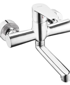 Baterie lavoar, culoare crom, Algeo, cu pipa mobila, Ferro