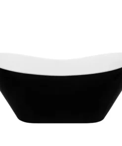 Cada baie freestanding asimetrica, compozit, negru alb, 160x70 cm, Besco Viya