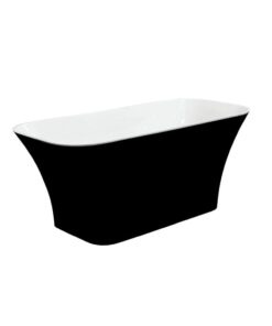 Cada baie freestanding dreptunghiulara, compozit, negru alb, 160x70 cm, Besco Assos