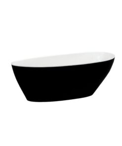 Cada baie freestanding ovala, compozit, negru alb, 160x70 cm, Besco Goya BlackWhite