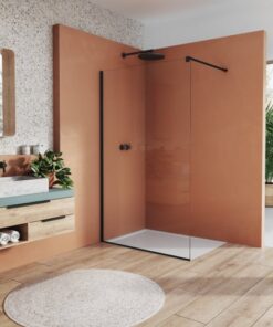Paravan dus sticla walk-in 100x200 cm cu cadru metalic negru Sanswiss Easy