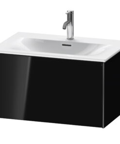 Dulap baza Duravit XViu 71x48cm un sertar cu tehnologie Tip-On negru lucios cu margini negru mat