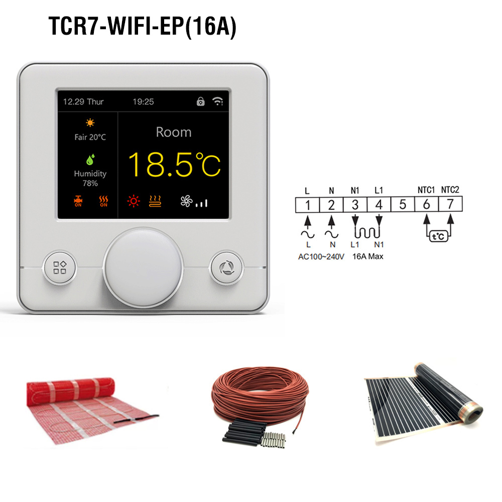 Termostat pentru incalzire electrica in pardoseala BeOk TCR7-WIFI-EP(16A) - imagine 3