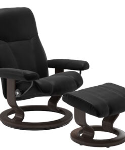 Fotoliu recliner cu taburet Stressless Consul Classic M cadru Wenge tapiterie piele Batik Black