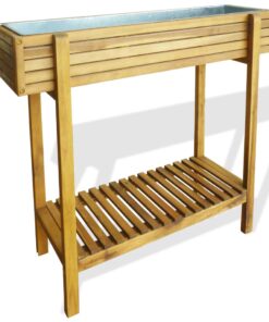 vidaXL Strat înălțat de grădină, lemn masiv de acacia și zinc